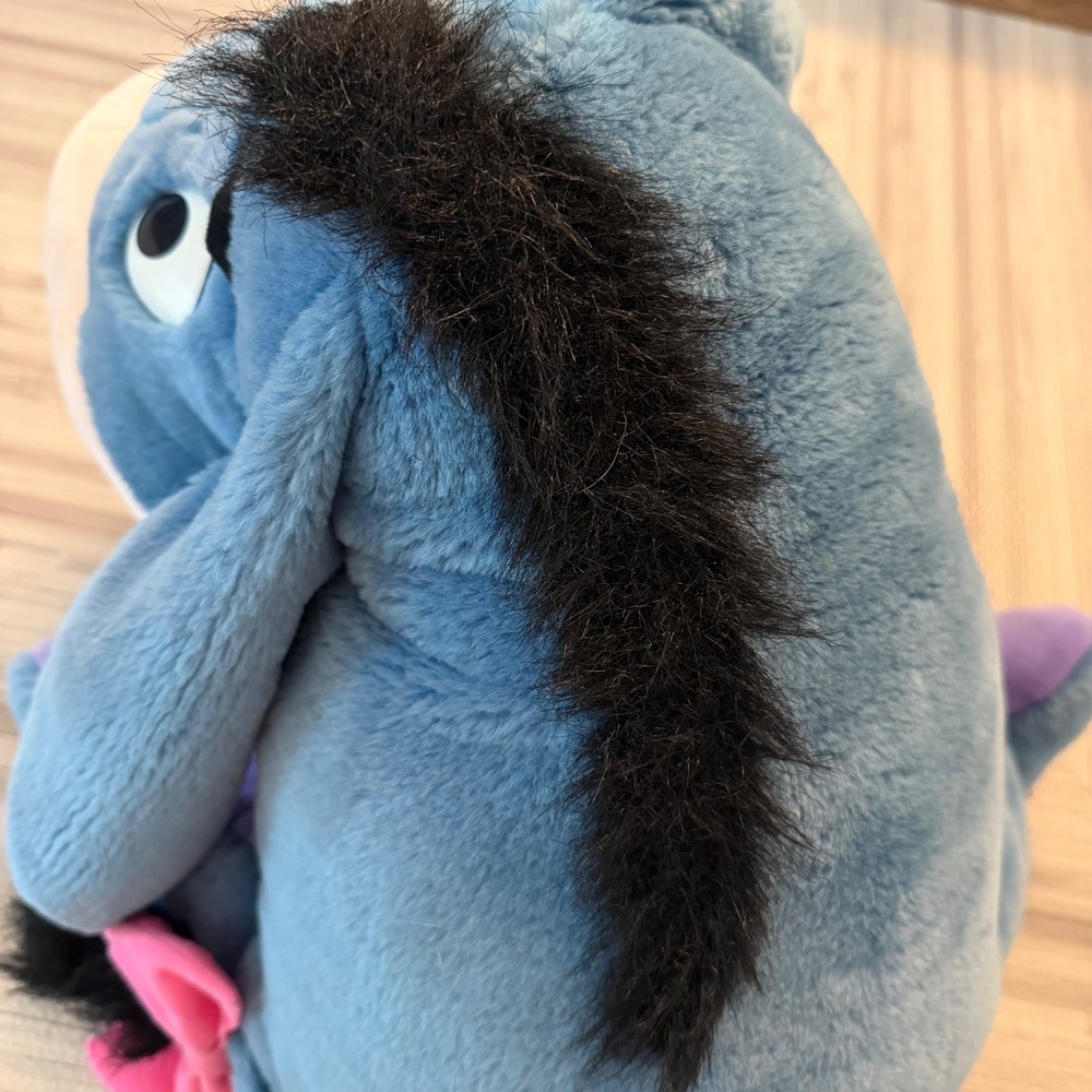 Disney Eeyore Plush Mattel Large Blue Pink Bow Detachable Tail Vintage 90s FLAW - Picture 13 of 16
